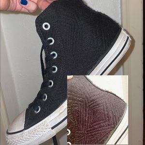 Black Hightop Converse with ribbed detail
